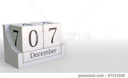Wooden blocks calendar shows December 7 date,... - Stock Illustration ...