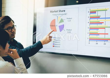 Close up two business people analysis chart work Close up two business people analysis chart work 47553066