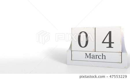 March 4 date on wooden blocks calendar. 3D rendering 47553229
