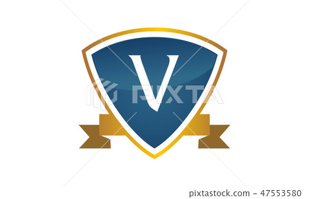 Shield Ribbon Letter V 47553580