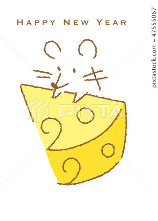 New Year's Card Cheese and Mouse 47555067