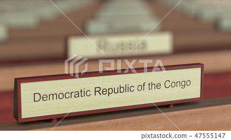 Democratic Republic of the Congo name sign among different countries plaques at international Democratic Republic of the Congo name sign among different countries plaques at international 47555147