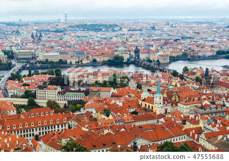 Panoramic view at Prague and Vltava river Panoramic view at Prague and Vltava river 47555688