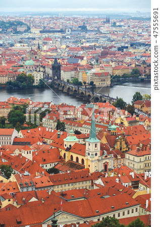 Panoramic view at Prague and Vltava river Panoramic view at Prague and Vltava river 47555691