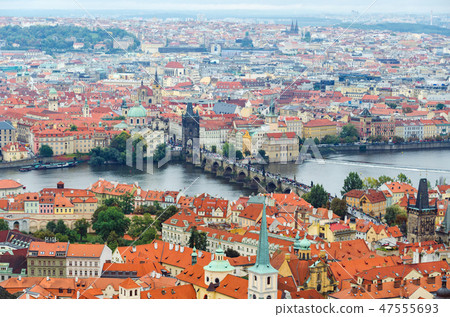 Panoramic view at Prague and Vltava river Panoramic view at Prague and Vltava river 47555693