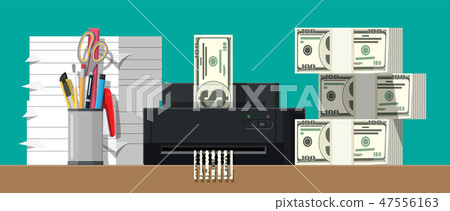 Dollar banknote in shredder machine 47556163