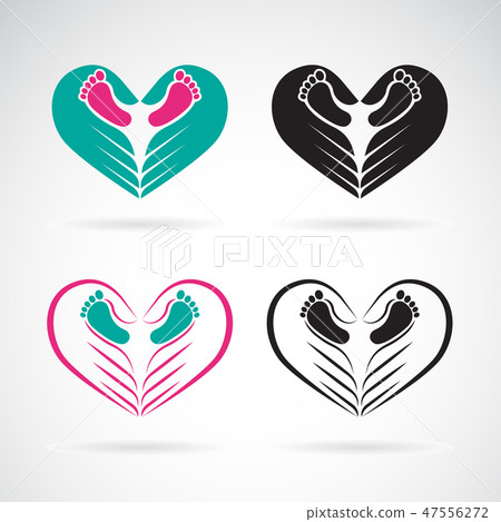 Vector of hand and small feet. Love. Vector of hand and small feet. Love. 47556272