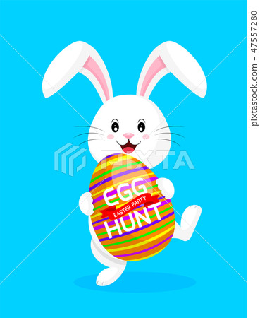 Cute rabbit holding Easter egg. - Stock Illustration [47557280] - PIXTA