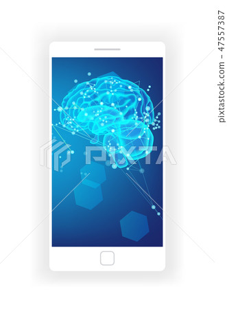 Network of artificial intelligence AI and smartphone frame 47557387