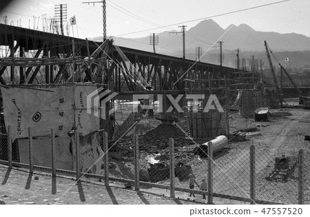 Double-track construction of Taisho Bridge over the Tone River in Shibukawa City in the Showa 30's 47557520