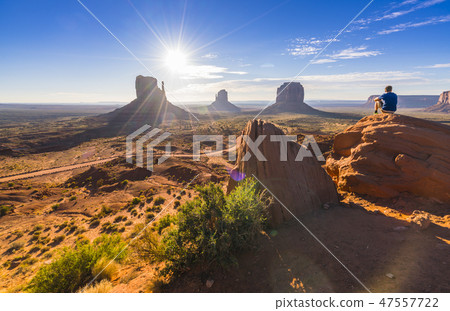 Monument valley at sunset,Navajo,Arizona,usa.  47557722