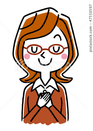 Glasses wearing a woman: Shy Glasses wearing a woman: Shy 47558597