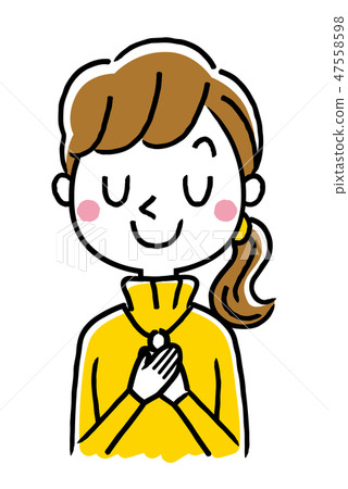 A young woman in a turtleneck: shy - Stock Illustration [47558598] - PIXTA