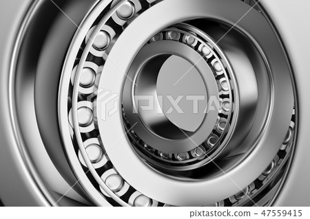 3D rendering. Automotive bearings auto spare parts. Tapered roller bearing 3D rendering. Automotive bearings auto spare parts. Tapered roller bearing 47559415