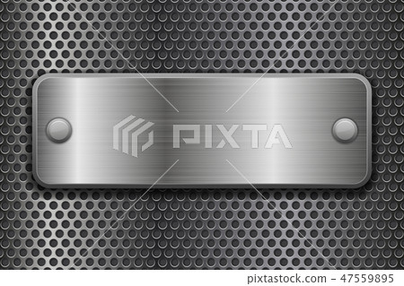 Metal perforated background with brushed iron plate 47559895