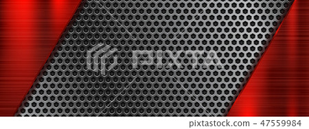 Metal perforated 3d texture with red elements 47559984