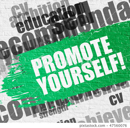 Promote Yourself on the Brick Wall. Wordcloud Concept. 47560076