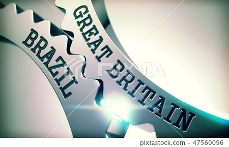 Great Britain Brazil - Mechanism of Metal Cog Gears. 3D. Great Britain Brazil - Mechanism of Metal Cog Gears. 3D. 47560096