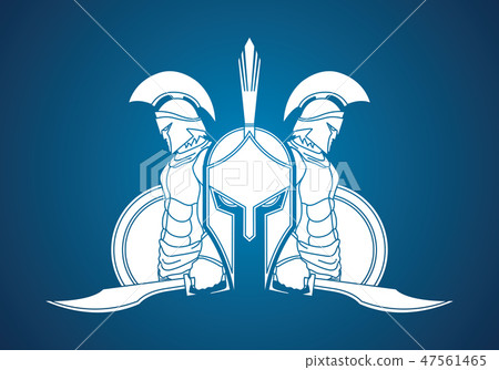 Group of Spartan warrior pose graphic vector. 47561465