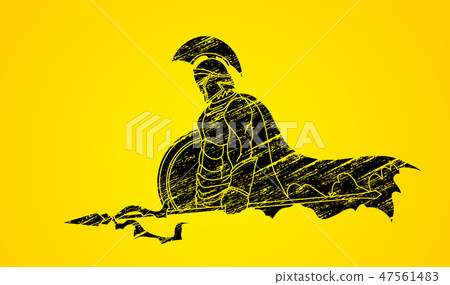 Spartan warrior with Spear and shield vector 47561483