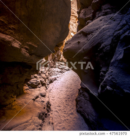 Narrows of a rocky slot canyon in Anza Borrego Narrows of a rocky slot canyon in Anza Borrego 47561970