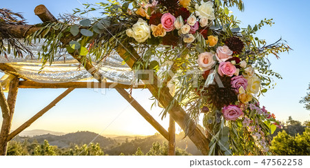 Lace and flowers on traditional Jewish Chuppah Lace and flowers on traditional Jewish Chuppah 47562258