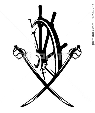 ship helm and pirate saber swords vector ship helm and pirate saber swords vector 47562783