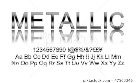 Metallic silver font. Metallic silver font. 47563346