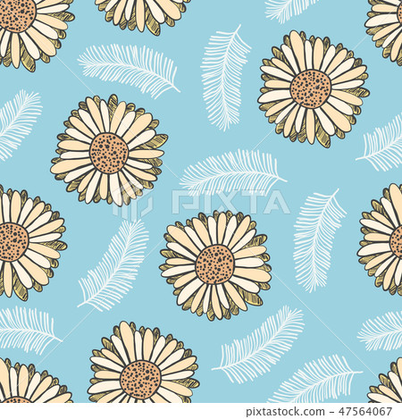 Summer floral pattern with yellow flowers 47564067