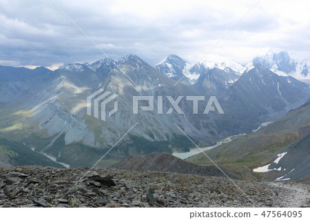 View of Lake Akkem , Altai Mountains, Russia View of Lake Akkem , Altai Mountains, Russia 47564095