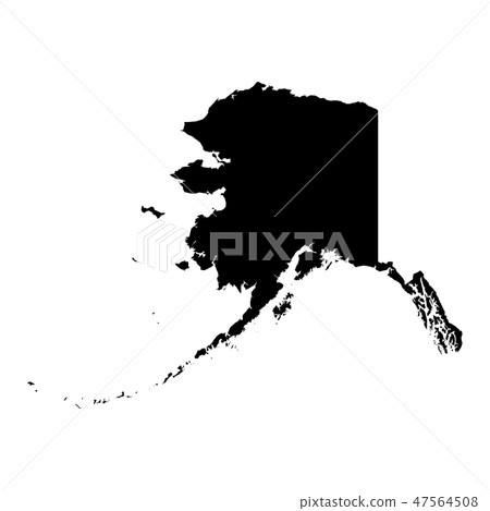 Alaska, state of USA - solid black silhouette map of country area. Simple flat vector illustration 47564508