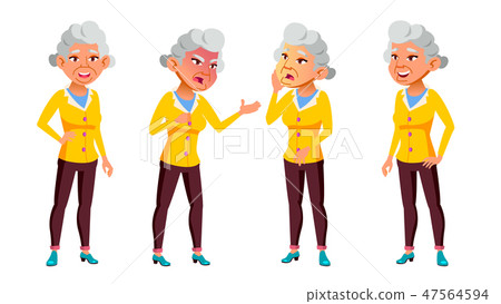 Asian Old Woman Poses Set Vector. Elderly People. Senior Person. Aged. Active Grandparent. Joy. Web Asian Old Woman Poses Set Vector. Elderly People. Senior Person. Aged. Active Grandparent. Joy. Web 47564594