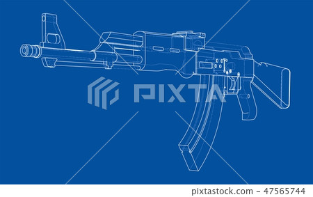 Machine Gun. Vector rendering of 3d 47565744
