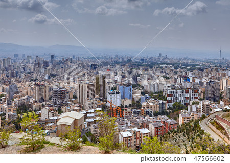 Tehran elevated city skyline from observation deck 47566602