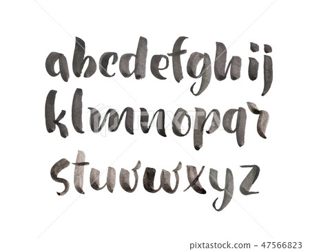 Vector Brush Style Hand Drawn Alphabet watercolor Font. Calligraphy Custom Typography for Design Vector Brush Style Hand Drawn Alphabet watercolor Font. Calligraphy Custom Typography for Design 47566823