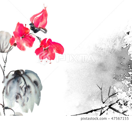 Watercolor painted flower Watercolor painted flower 47567155