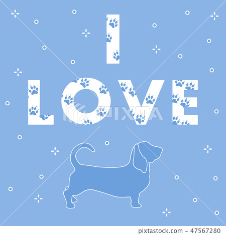 Dog and and the inscription I Love with traces Dog and and the inscription I Love with traces 47567280