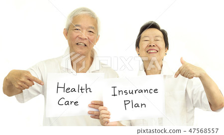 Happy Asian senior couple health insurance plan 47568557