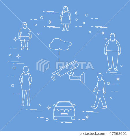 Security camera, boy, woman, girl, men, car 47568601