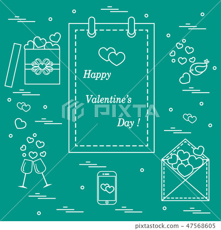 calendar with Valentine's Day, gifts, postal calendar with Valentine's Day, gifts, postal 47568605