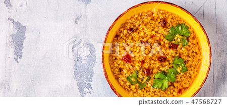 Lentil soup (Masoor Dal or Dal Tadka Curry) Lentil soup (Masoor Dal or Dal Tadka Curry) 47568727