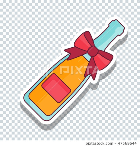 Vector flat champagne sticker for Valentine's Day Vector flat champagne sticker for Valentine's Day 47569644
