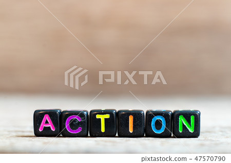 Black bead with color alphabet in word action 47570790