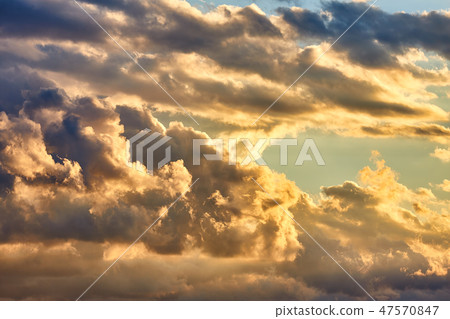 Beautiful sunset sky with orange color clouds Beautiful sunset sky with orange color clouds 47570847