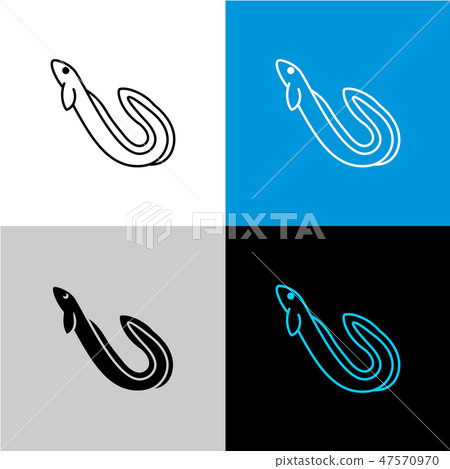 Eel fish icon. Line style symbol of river eel. Eel fish icon. Line style symbol of river eel. 47570970