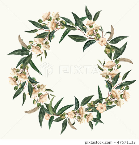 Watercolor floral vector wreath - Stock Illustration [47571132] - PIXTA