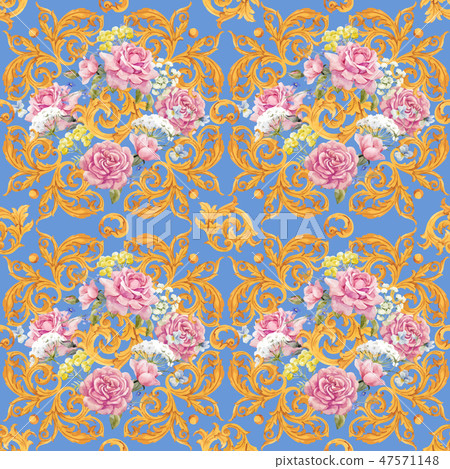 Golden baroque rich luxury vector pattern 47571148