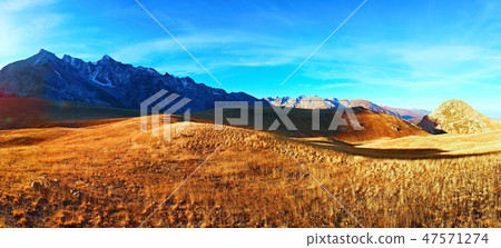 Panorama of the high plateau in the autumn high in the mountains 47571274