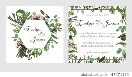 Set for wedding invitation, greeting card, save Set for wedding invitation, greeting card, save 47571353