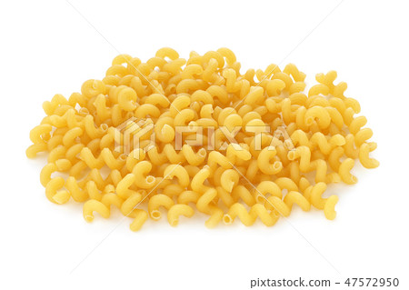 Cellentani pasta on white background 47572950